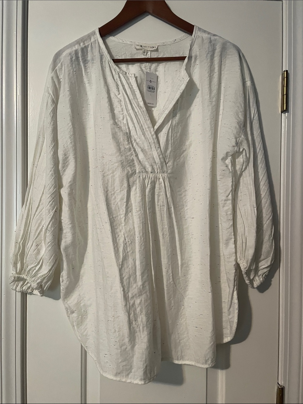 LOFT White Peasant Tunic Top